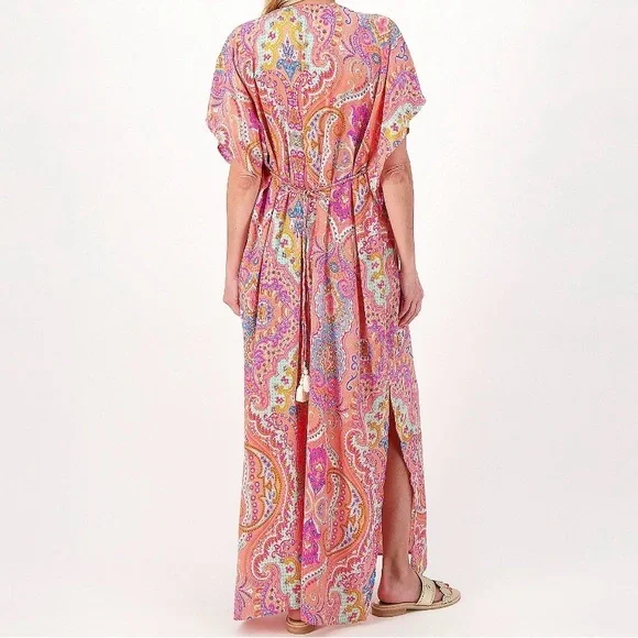 Tolani Blue Floral Maxi Caftan Dress 1X - Picture 8 of 8